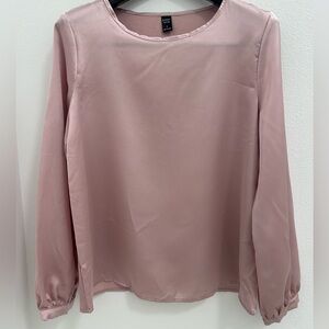 Blush Pink Long-Sleeve Round Neck Blouse